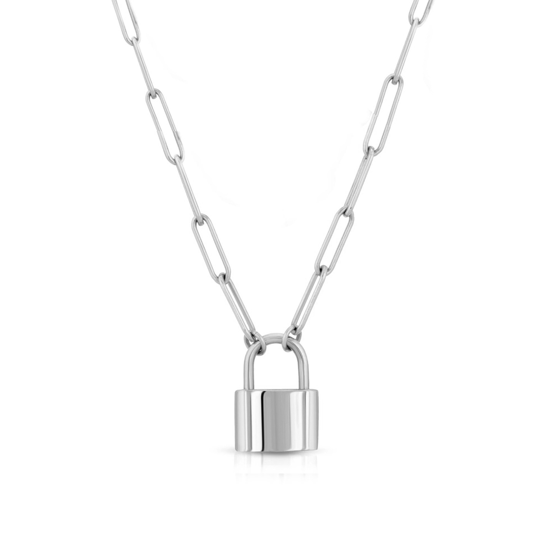 John Varvatos PADLOCK Chain Necklace for Men in Silver and Brass