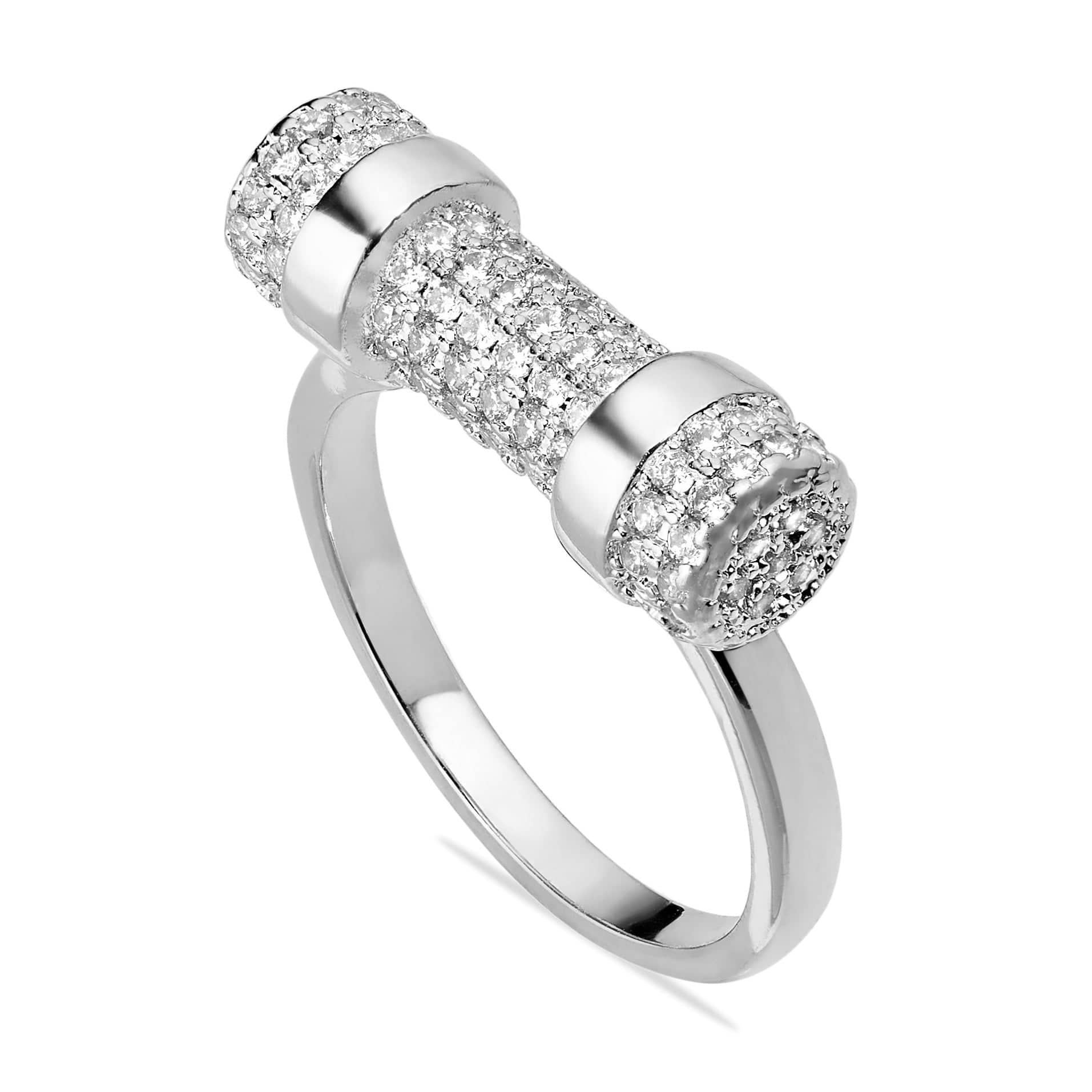 Opes Robur Pave White Gold D Ring